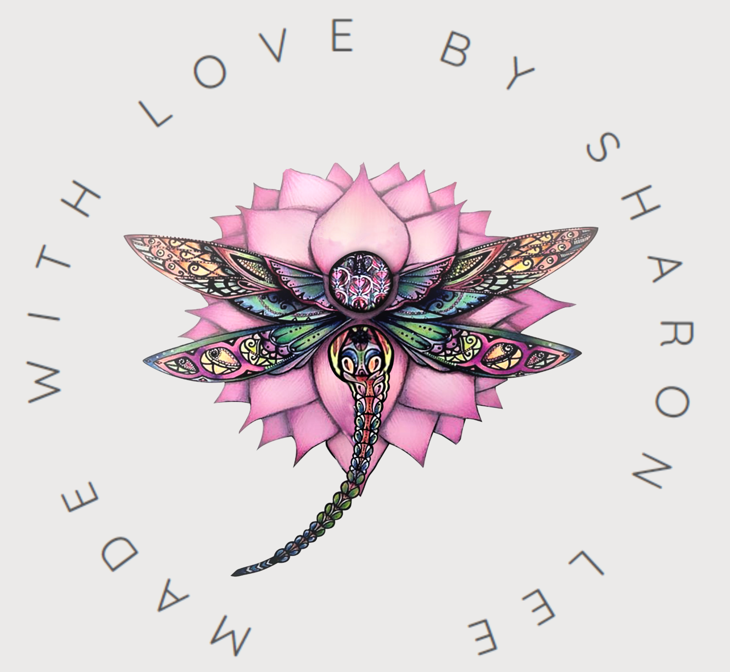 logo with dragonfly and lotus flower